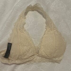 NWT Free Press Cream Lace Halter Bralette